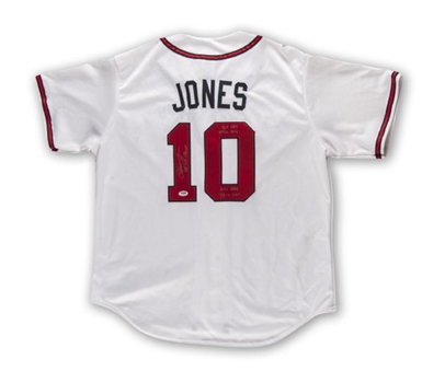 Heavily Inscribed Chipper Jones Autographed Atlanta Braves Home Jersey